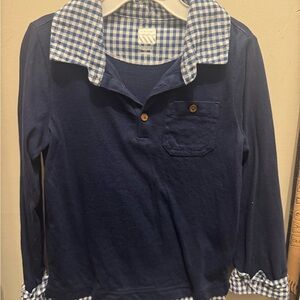 Old Navy Navy Blue Shirt with Checkered Details